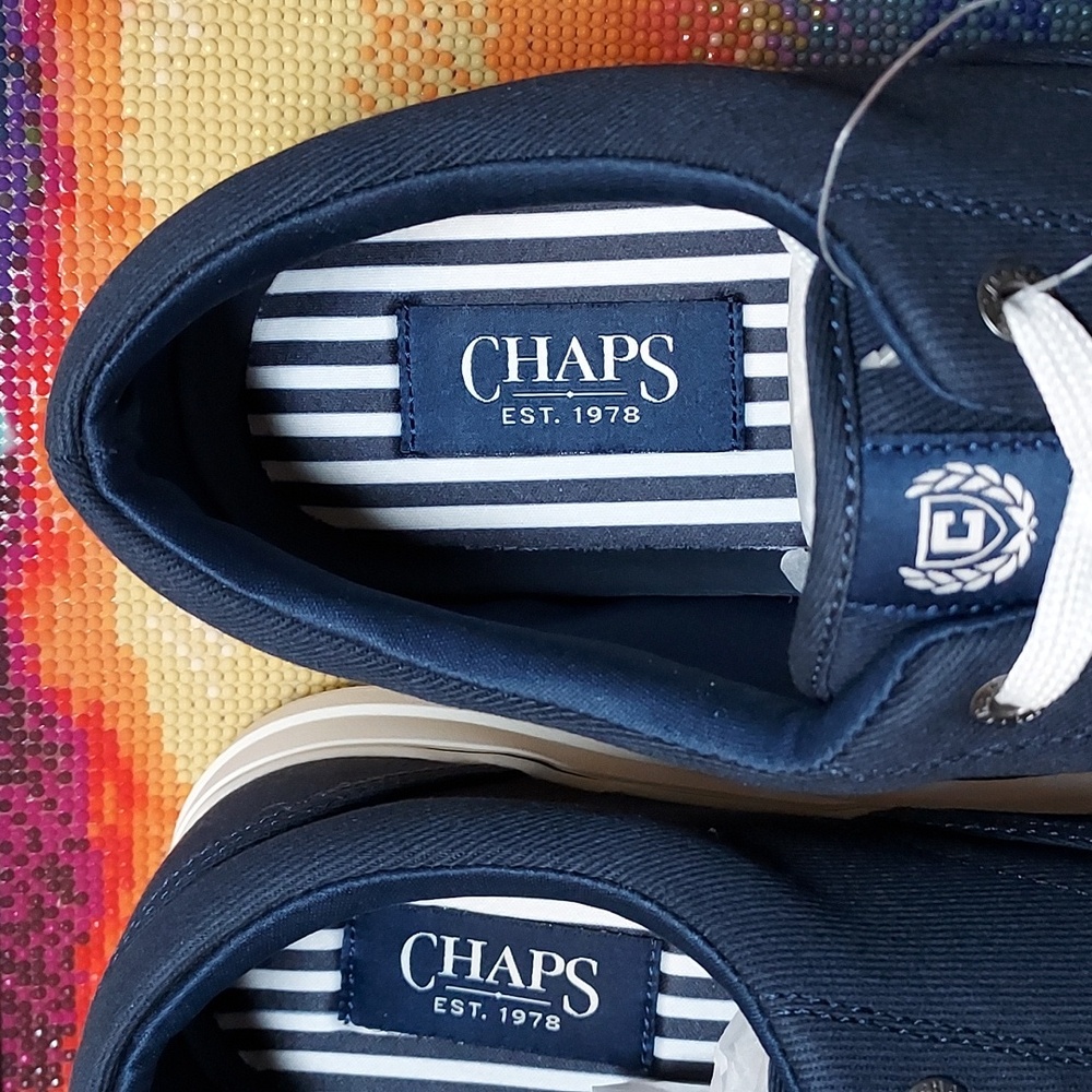 Mens Chaps Navy Chace Canvas Lace-Up Casual Sneaker - Picture 4 of 15